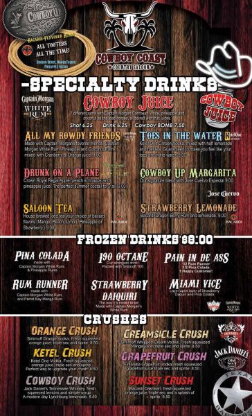 specialty drinks menu